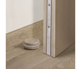 Tope de puerta adhesivo plástico-metal decorado / blanco